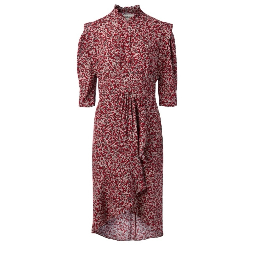 ba&sh Red Floral Midi Dress